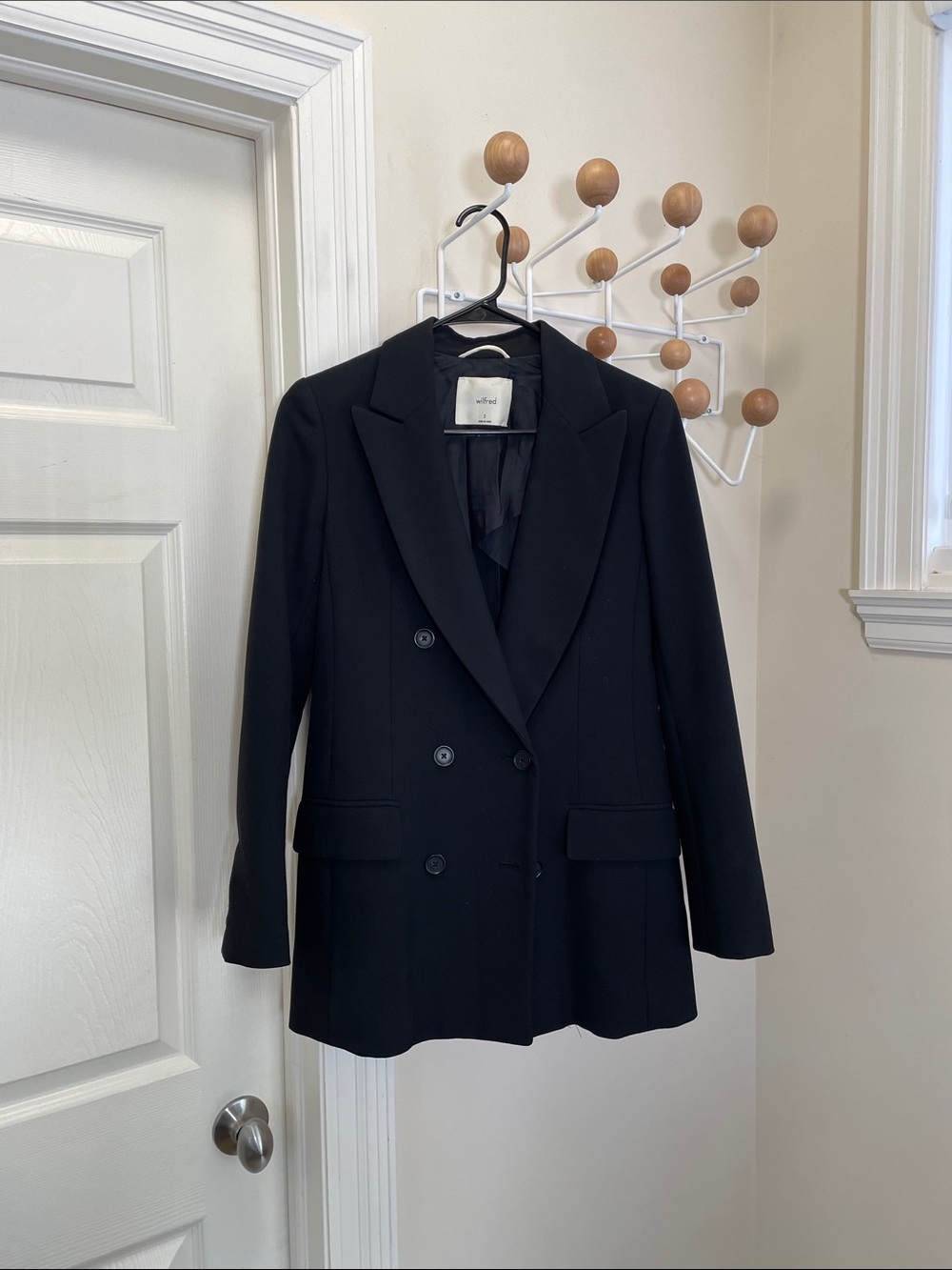Aritzia Wilfred  Oversized Double Breasted Blazer Coat Black 2